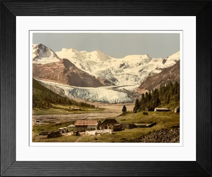 Framed Print : Upper Engadine, Roseg Glacier and Hotel, Grisons, Switzerlan Framed Print : Upper Engadine, Roseg Glacier and Hotel, Grisons, Switzerlan