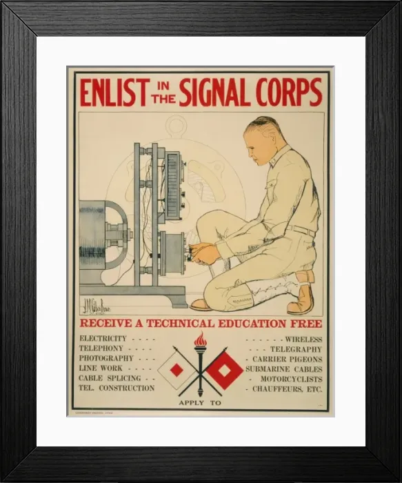 Framed Print : Enlist in the Signal Corps - Receive a technical education f Framed Print : Enlist in the Signal Corps - Receive a technical education f