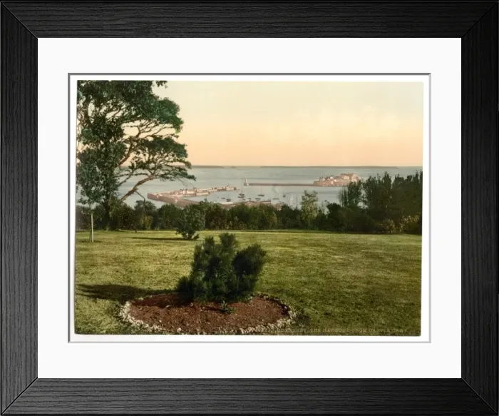 Framed Print : Guernsey, the harbor from Castle Cary, Channel Islands, Engl Framed Print : Guernsey, the harbor from Castle Cary, Channel Islands, Engl