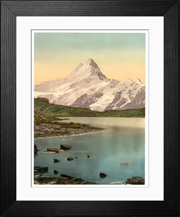 Framed Print : Bach Alps Lake and Schreckhorn, Bernese Oberland, Switzerlan Framed Print : Bach Alps Lake and Schreckhorn, Bernese Oberland, Switzerlan