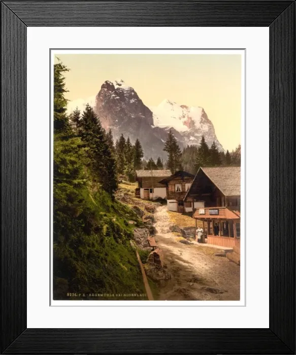 Framed Print : Rosenlaui, with sawmill, Bernese Oberland, Switzerland Framed Print : Rosenlaui, with sawmill, Bernese Oberland, Switzerland