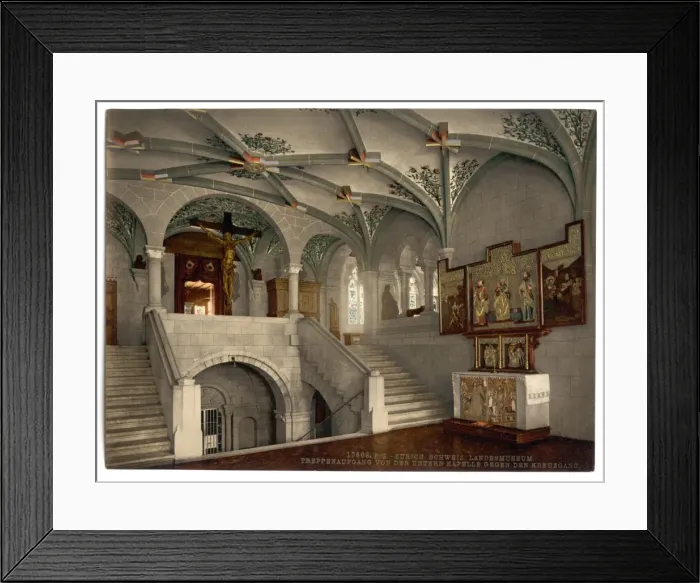 Framed Print : The museum, the steps from the lower chapel, Zurich, Switzer Framed Print : The museum, the steps from the lower chapel, Zurich, Switzer