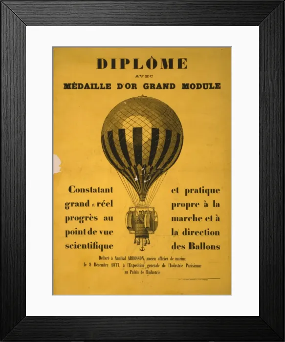 Framed Print : Diplome avec medaille deor grand module. Date 1877 Framed Print : Diplome avec medaille deor grand module. Date 1877