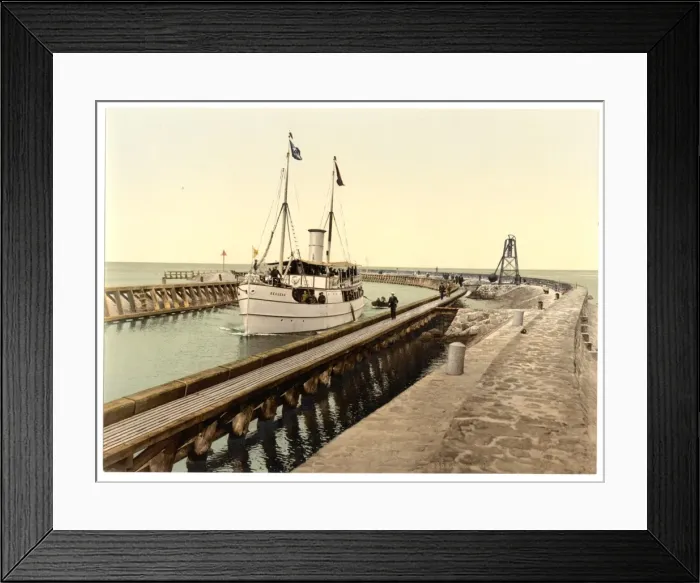 Framed Print : Steamer Sequens entering harbor, Colberg, Pommeraina, German Framed Print : Steamer Sequens entering harbor, Colberg, Pommeraina, German