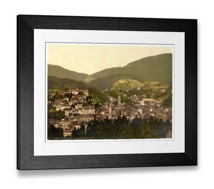 Framed Print : Baden-Baden, general view with castle, Baden, Germany Framed Print : Baden-Baden, general view with castle, Baden, Germany