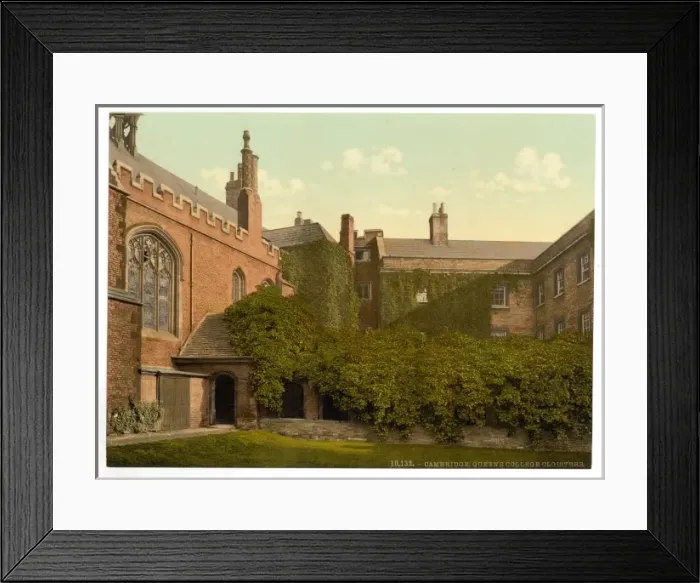 Framed Print : Queens College Cloisters with Erasmus Tower, Cambridge, Eng Framed Print : Queens College Cloisters with Erasmus Tower, Cambridge, Eng