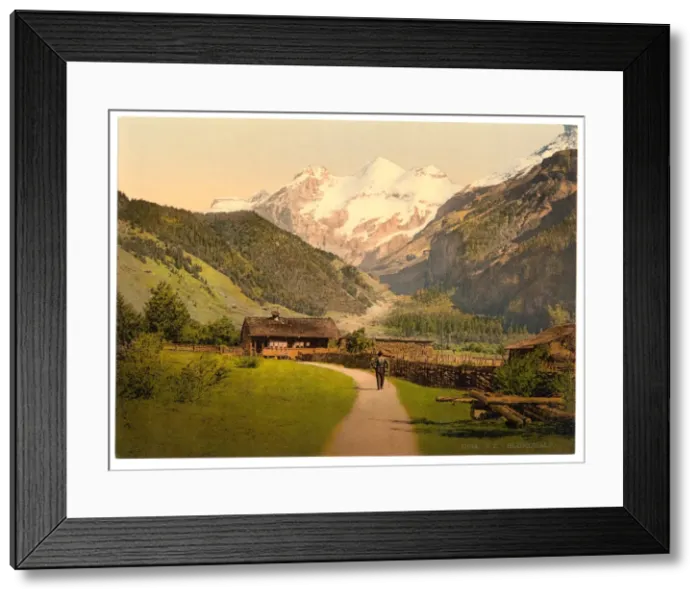 Framed Print : Blumlisalp and chalets, Bernese Oberland, Switzerland Bl?mli Framed Print : Blumlisalp and chalets, Bernese Oberland, Switzerland Bl?mli