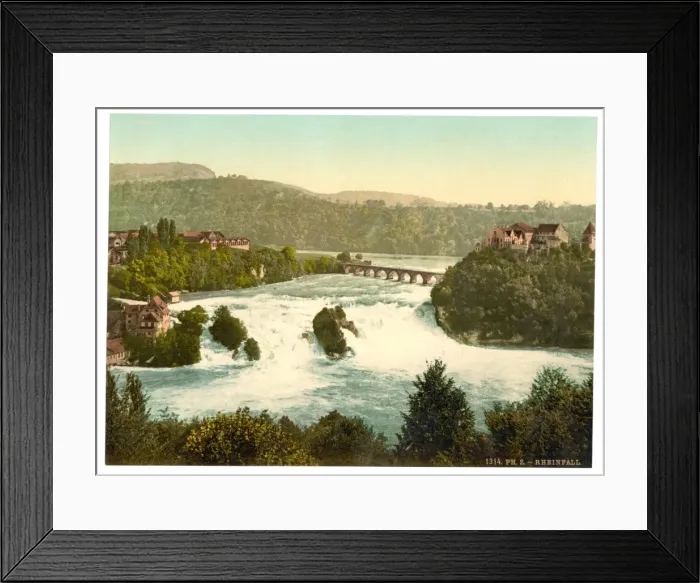 Framed Print : The Falls of the Rhine, general view, Schaffhausen, Switzerl Framed Print : The Falls of the Rhine, general view, Schaffhausen, Switzerl