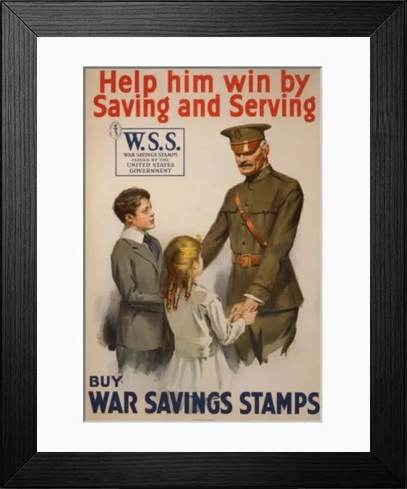 Framed Print : Help him win by saving and serving - Buy War Savings Stamps Framed Print : Help him win by saving and serving - Buy War Savings Stamps