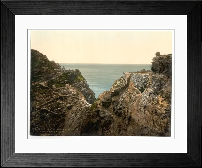 Framed Print : Tintagel, King Arthurs Castle from valley, II, Cornwall, En Framed Print : Tintagel, King Arthurs Castle from valley, II, Cornwall, En