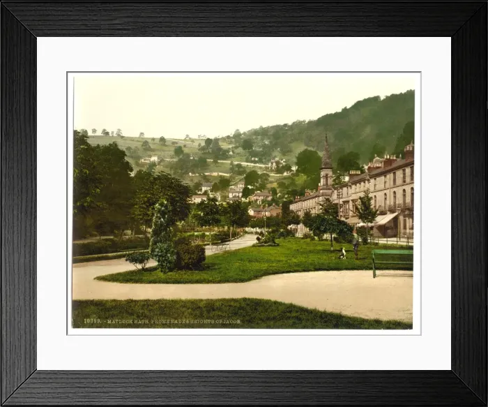 Framed Print : Matlock with promenade and Heights of Jacob, Derbyshire, Eng Framed Print : Matlock with promenade and Heights of Jacob, Derbyshire, Eng