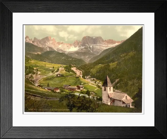 Framed Print : Rosengarten and St. Cyprian, Tyrol, Austro-Hungary Framed Print : Rosengarten and St. Cyprian, Tyrol, Austro-Hungary