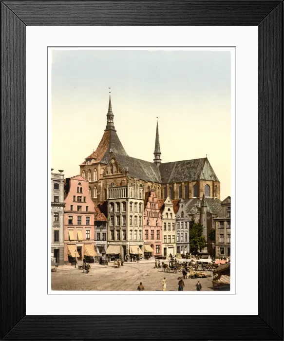 Framed Print : Market place and Marien Church, Rostock, Mecklenburg-Schweri Framed Print : Market place and Marien Church, Rostock, Mecklenburg-Schweri
