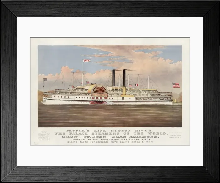 Framed Print : Peoples line Hudson River, the palace steamers of the world Framed Print : Peoples line Hudson River, the palace steamers of the world