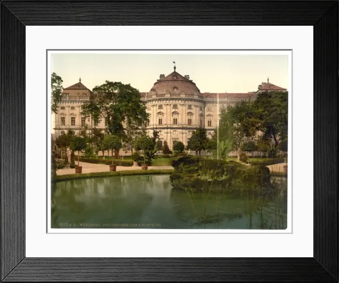 Framed Print : Castle and fountain, Wurzburg, Bavaria, Germany Framed Print : Castle and fountain, Wurzburg, Bavaria, Germany