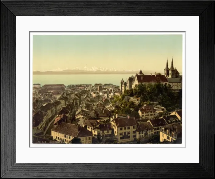 Framed Print : The town, general view showing the alps, Neuchatel Framed Print : The town, general view showing the alps, Neuchatel