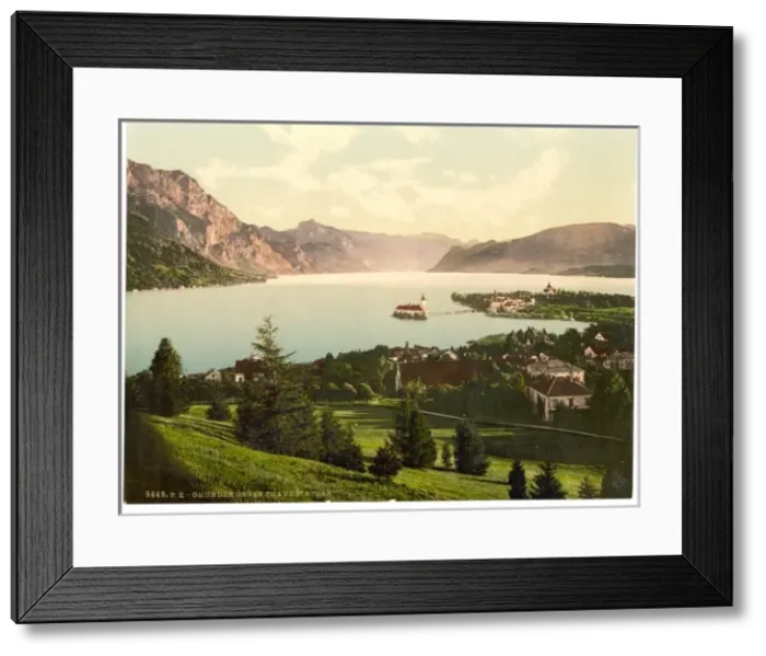 Framed Print : Gmunden, view towards Traunkirchen, Upper Austria, Austro-Hu Framed Print : Gmunden, view towards Traunkirchen, Upper Austria, Austro-Hu