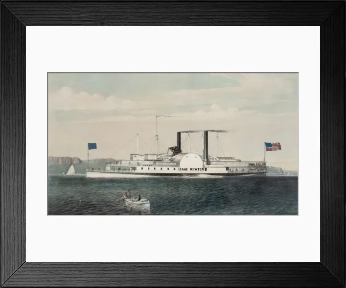 Framed Print : The low pressure steamboat Isaac Newton: passing the palisad Framed Print : The low pressure steamboat Isaac Newton: passing the palisad