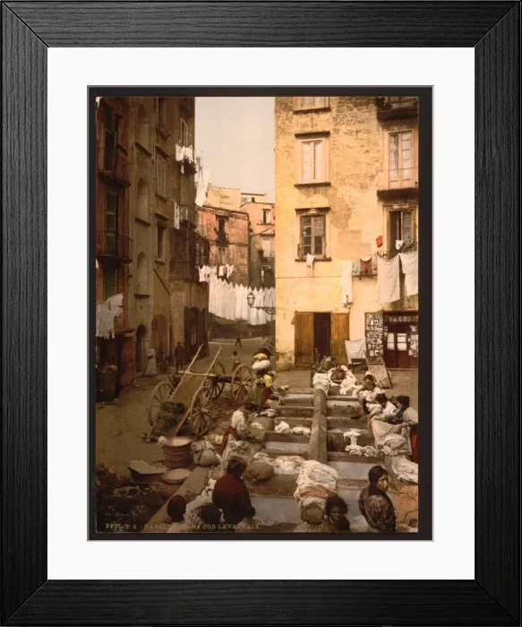 Framed Print : Street with washerwomen, Naples, Italy Framed Print : Street with washerwomen, Naples, Italy