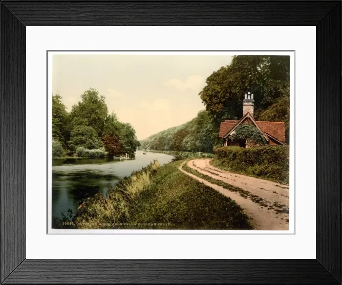 Framed Print : Cliveden from below Cookham Ferry, London and suburbs, Engla Framed Print : Cliveden from below Cookham Ferry, London and suburbs, Engla