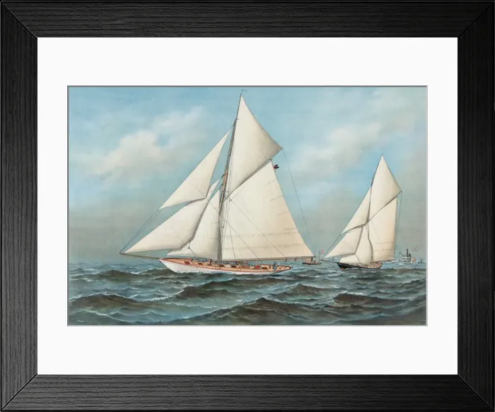 Framed Print : Vigilant and Valkyrie in a thrash to windward: in their inte Framed Print : Vigilant and Valkyrie in a thrash to windward: in their inte