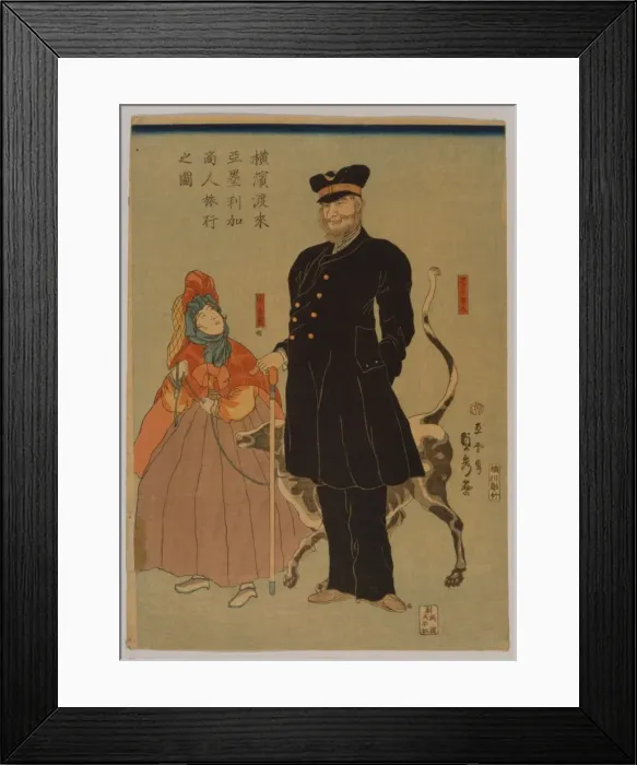 Framed Print : American merchant strolling in Yokohama Framed Print : American merchant strolling in Yokohama