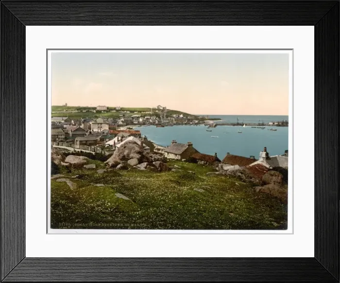 Framed Print : Scilly Isles, Houghtown, i. e. Hugh Town, from St. Marys, C Framed Print : Scilly Isles, Houghtown, i. e. Hugh Town, from St. Marys, C