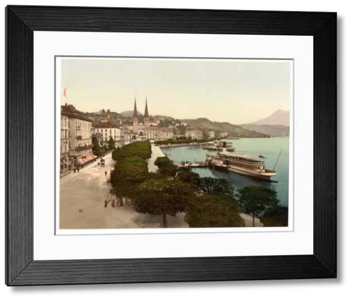 Framed Print : Promenade and cathedral, Lucerne, Switzerland Framed Print : Promenade and cathedral, Lucerne, Switzerland