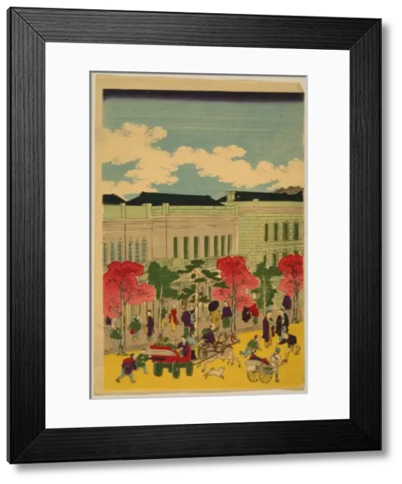 Framed Print : Brick building and steam train in Shimbashi, Tokyo Framed Print : Brick building and steam train in Shimbashi, Tokyo