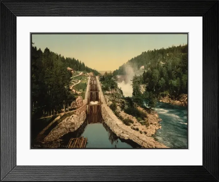 Framed Print : Vuangfos (i. e. Vrangfoss) Lock, Bandak Canal, Telemarken (i Framed Print : Vuangfos (i. e. Vrangfoss) Lock, Bandak Canal, Telemarken (i