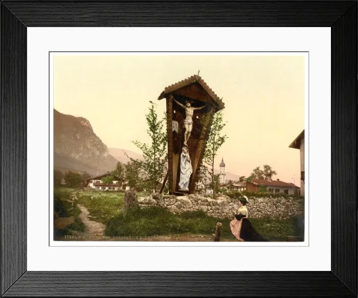 Framed Print : View showing crucifix, Garmisch, Upper Bavaria, Germany Framed Print : View showing crucifix, Garmisch, Upper Bavaria, Germany