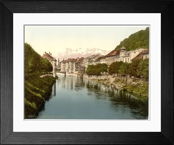 Framed Print : Laibach, a view on the Laibach, Carniola, Austro-Hungary Framed Print : Laibach, a view on the Laibach, Carniola, Austro-Hungary