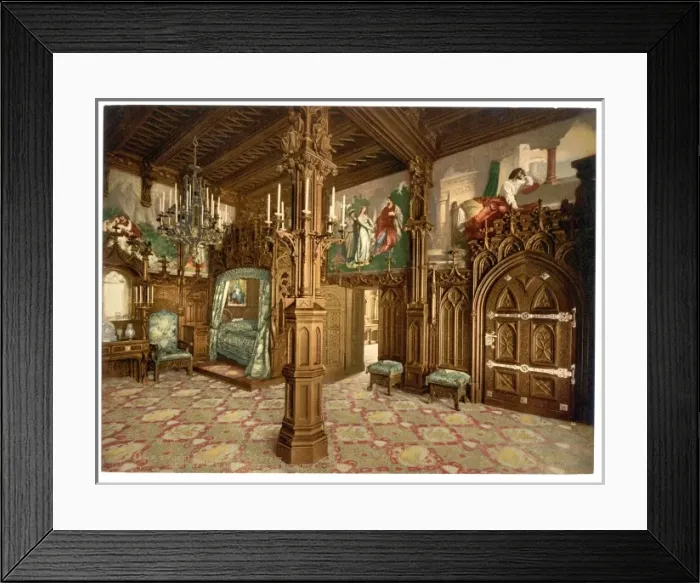 Framed Print : Pictures of Tristan story, bedroom, Neuschwanstein Castle, U Framed Print : Pictures of Tristan story, bedroom, Neuschwanstein Castle, U