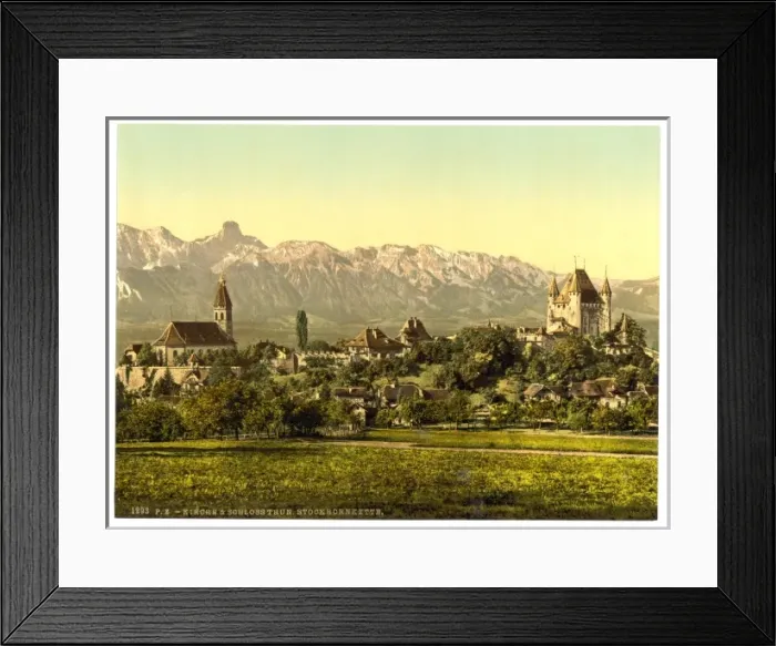 Framed Print : Thun, church and castle, with view of Stockhorn, Bernese Obe