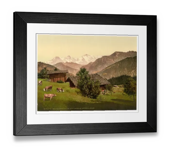 Framed Print : Beatenburg (i. e. Beatenberg), view of Jungfrau, Monch and E Framed Print : Beatenburg (i. e. Beatenberg), view of Jungfrau, Monch and E