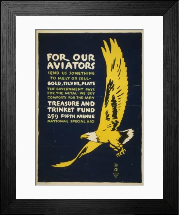 Framed Print : For our aviators - Send us something to melt or sell - gold Framed Print : For our aviators - Send us something to melt or sell - gold