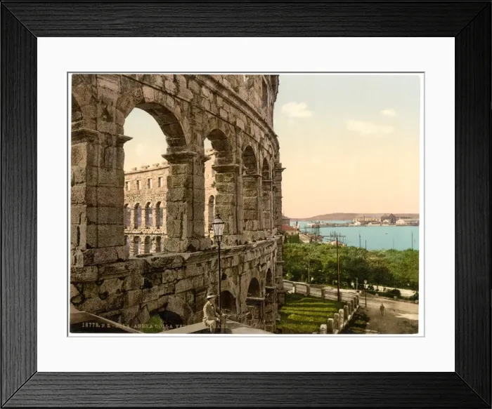 Framed Print : Pola, the arena, with view of the sea, Istria, Austro-Hungar Framed Print : Pola, the arena, with view of the sea, Istria, Austro-Hungar