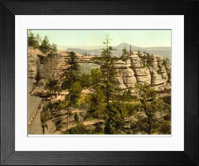 Framed Print : Prebischtor with Rosenberg, Bohemian Switzerland, Bohemia, A Framed Print : Prebischtor with Rosenberg, Bohemian Switzerland, Bohemia, A