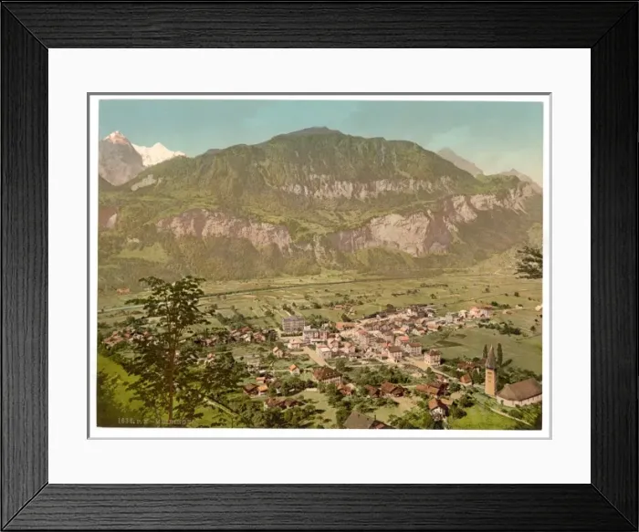 Framed Print : Meiringen, bird s-eye-view, Bernese Oberland, Switzerland Framed Print : Meiringen, bird s-eye-view, Bernese Oberland, Switzerland