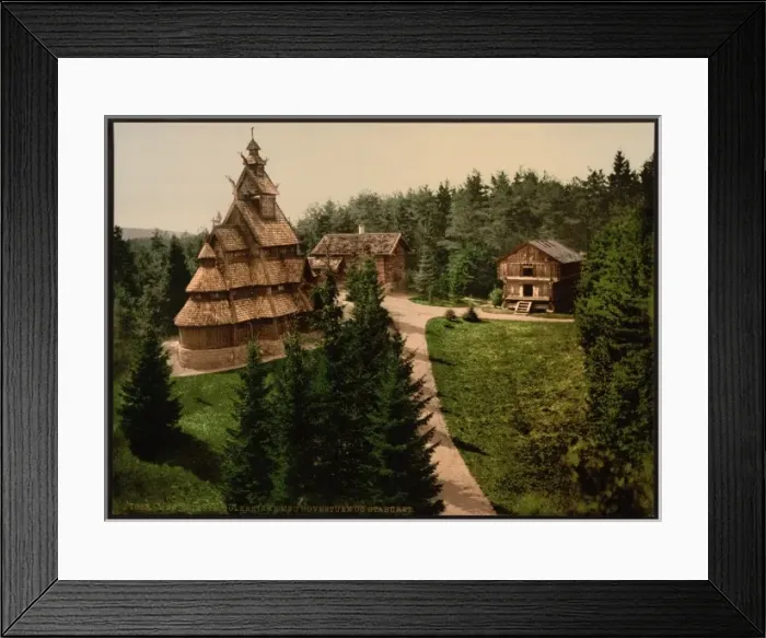 Framed Print : Gols Church, with Hovenstuen and Staburet, Christiania, Norw Framed Print : Gols Church, with Hovenstuen and Staburet, Christiania, Norw