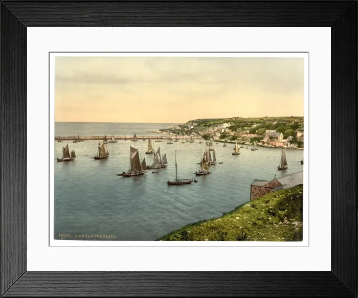 Framed Print : Trawlers leaving harbor, Brixham, England Framed Print : Trawlers leaving harbor, Brixham, England