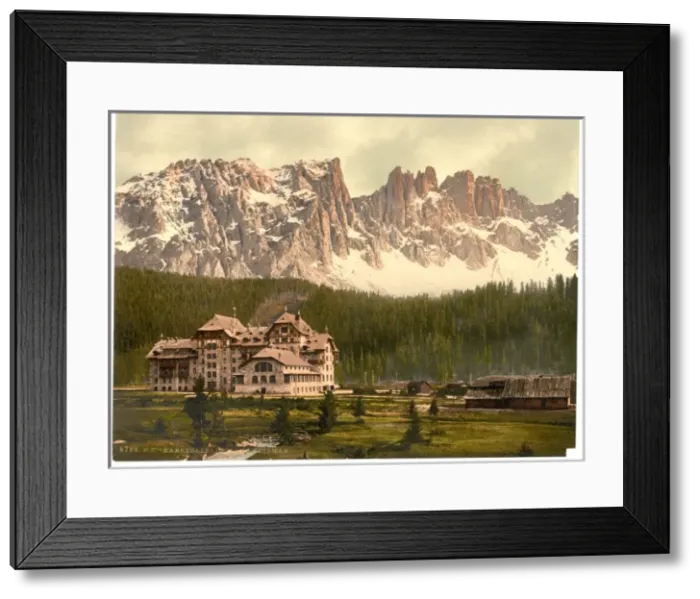 Framed Print : Karersee, Hotel and Lattemar, Tyrol, Austro-Hungary Framed Print : Karersee, Hotel and Lattemar, Tyrol, Austro-Hungary