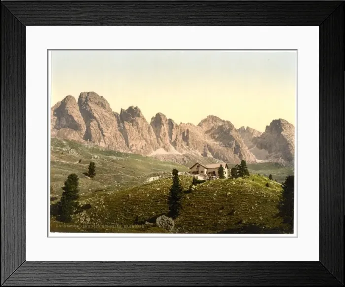 Framed Print : Regensburgerhutte with Geisslergruppe, Tyrol, Austro-Hungary Framed Print : Regensburgerhutte with Geisslergruppe, Tyrol, Austro-Hungary