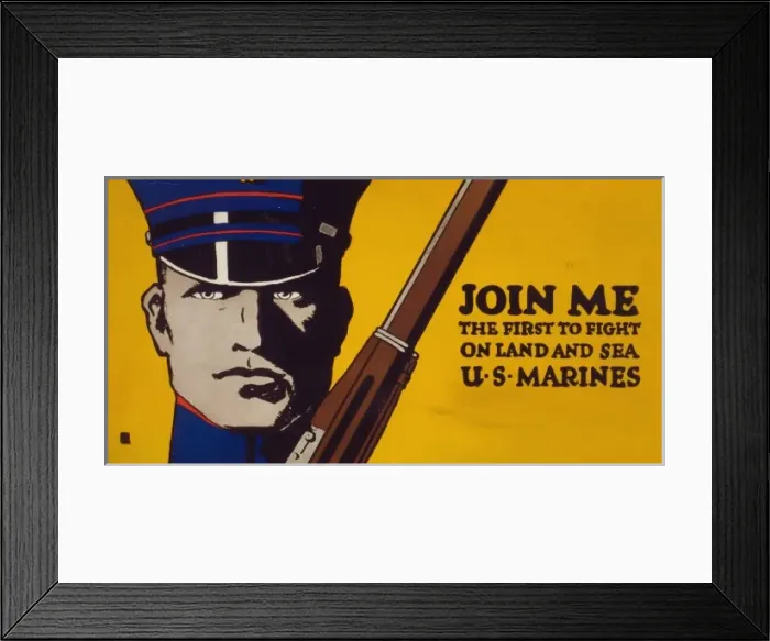 Framed Print : Join me - the first to fight on land and sea - US Marines Framed Print : Join me - the first to fight on land and sea - US Marines