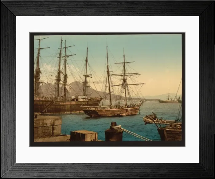 Framed Print : Ships in the harbor, Naples, Italy Framed Print : Ships in the harbor, Naples, Italy