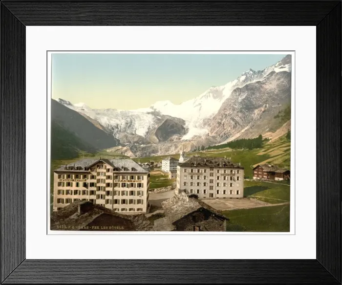 Framed Print : Ss Fee, the hotels, Valais, Alps of, Switzerland Framed Print : Ss Fee, the hotels, Valais, Alps of, Switzerland