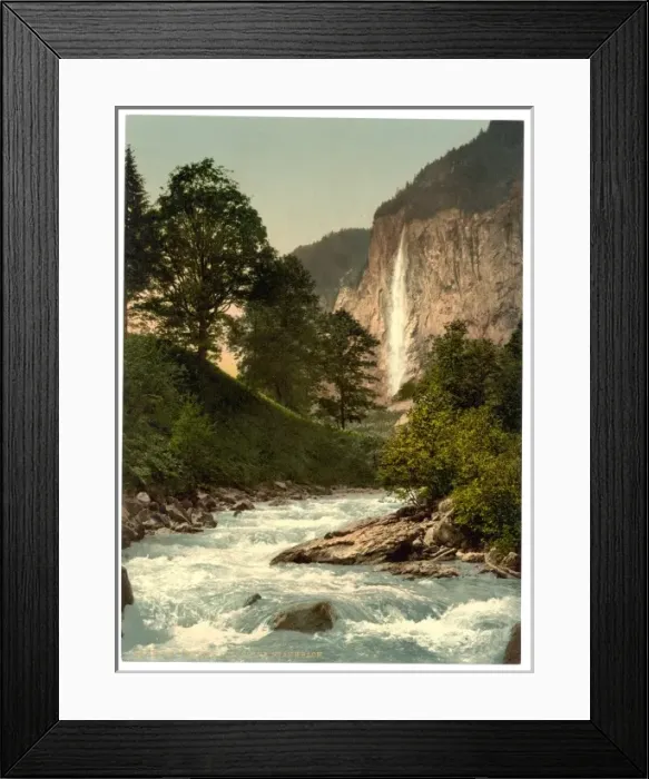 Framed Print : Lauterbrunnen Valley, Staubbach and White Lutschine, Bernese Framed Print : Lauterbrunnen Valley, Staubbach and White Lutschine, Bernese