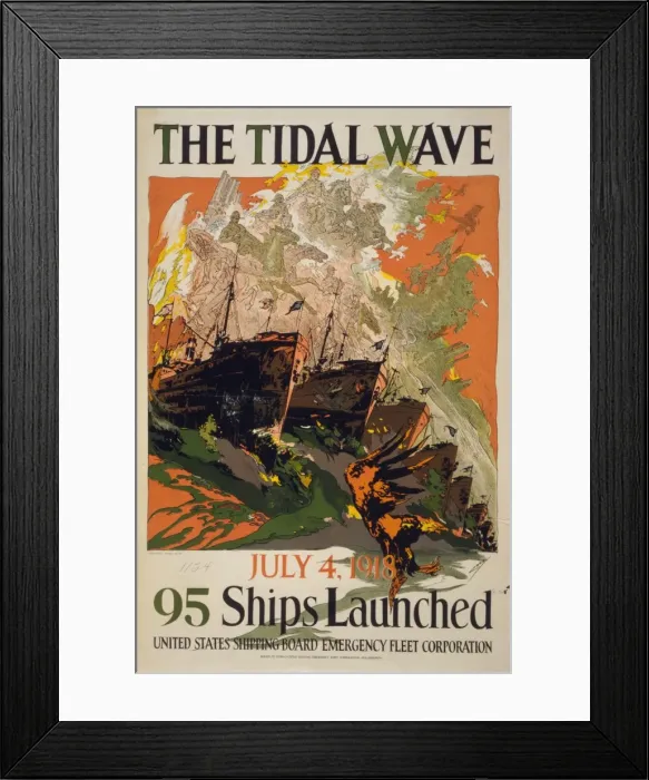 Framed Print : The tidal wave - July 4, 1918, 95 ships launched Framed Print : The tidal wave - July 4, 1918, 95 ships launched