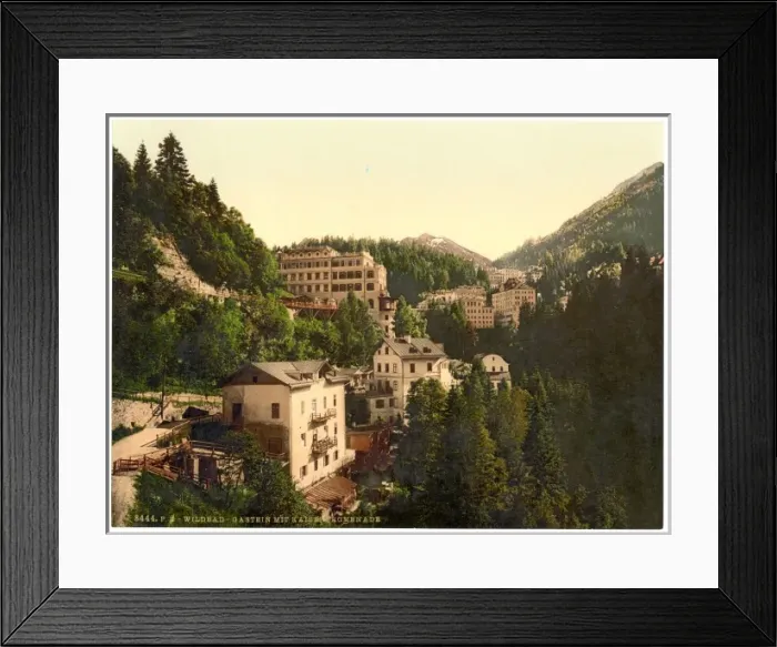 Framed Print : Wildbad Gastein (i. e. Bad Gastein) and Kaiser Promenade, Sa Framed Print : Wildbad Gastein (i. e. Bad Gastein) and Kaiser Promenade, Sa