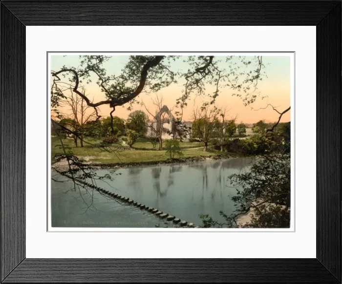 Framed Print : Abbey stepping stones, I, Bolton Abbey, England Framed Print : Abbey stepping stones, I, Bolton Abbey, England